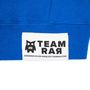 TEAM RAR Blue Velcro Hoodie Front Side Label Detail